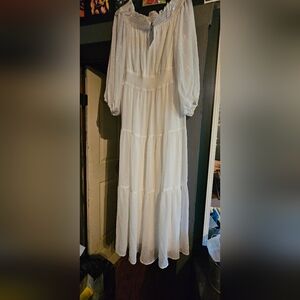 Bohemian White Off-Shoulder Tiered Maxi Dress